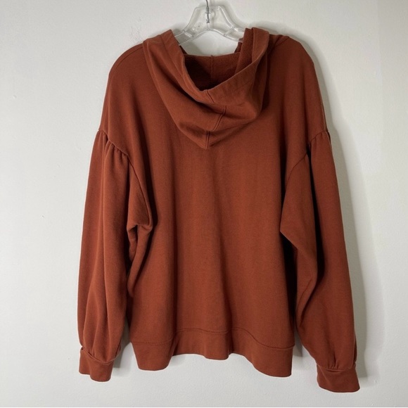 Madewell Drop Shoulder Rust Colored Cotton Blend Pullover Hoodie - Picture 3 of 10